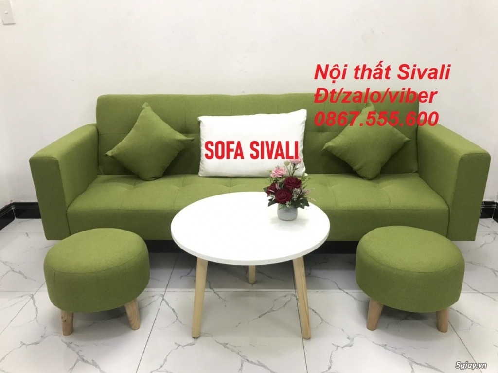 Ghế sofa màu xanh lá chuối, sofa băng văng 2m vải bố Sofa Sivali Tphcm - 1