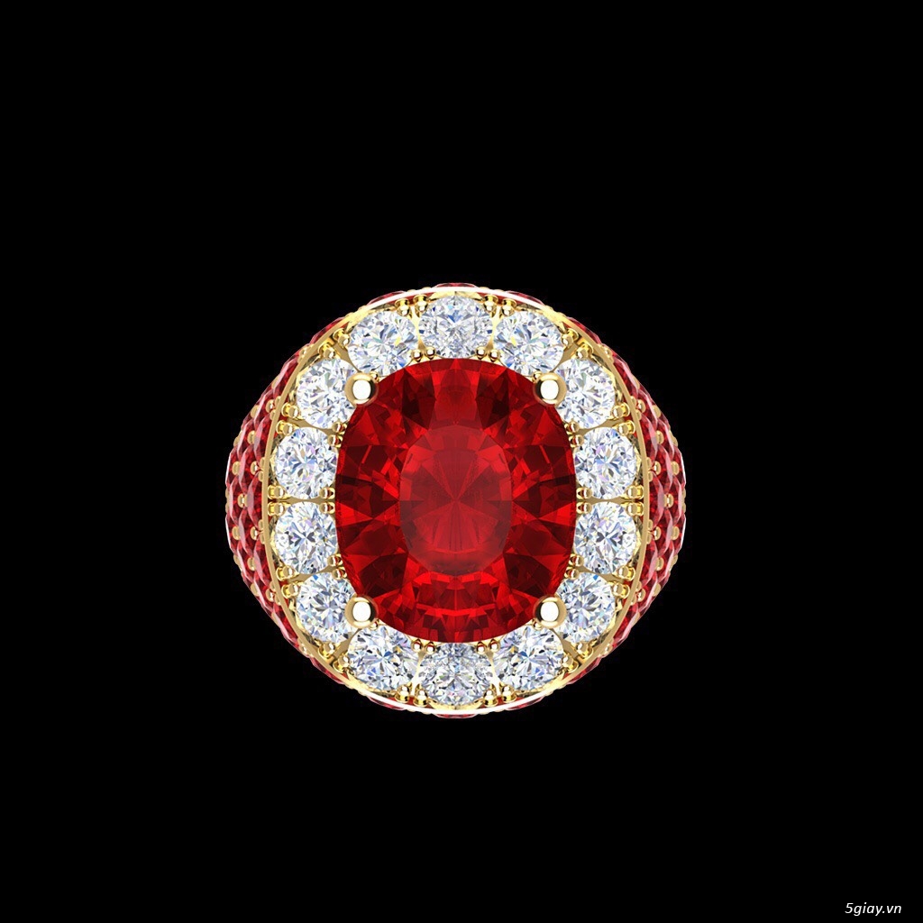 Bán viên Ruby Thiên Nhiên - 10,5 Carat, gốc Nam Phi, đã lên nhẫn Nam - 1