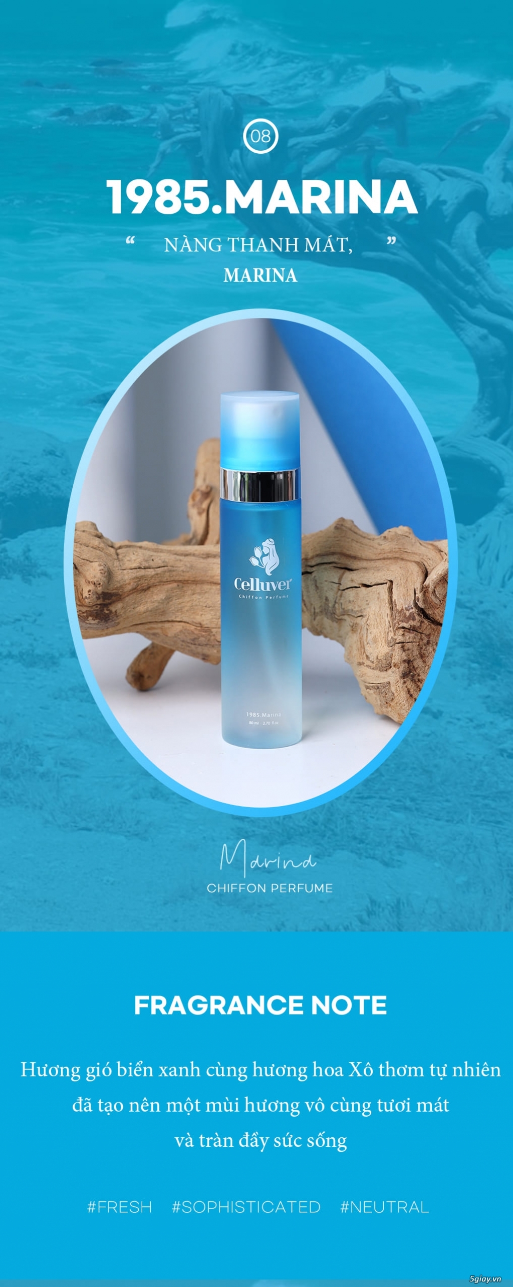 CELLUVER Nước Hoa Voan Chiffon Perfume - 1985 Marina 80ml - 4