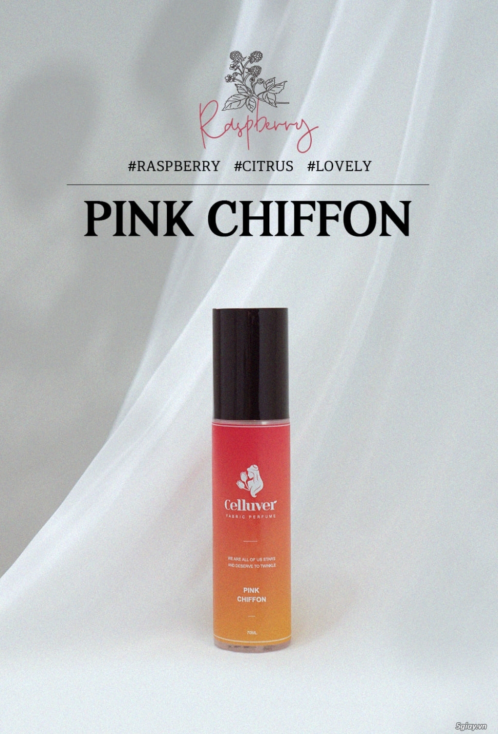 CELLUVER Nước Hoa Vải Fabric Perfume - Celluver Pink Chiffon 70ml - 5
