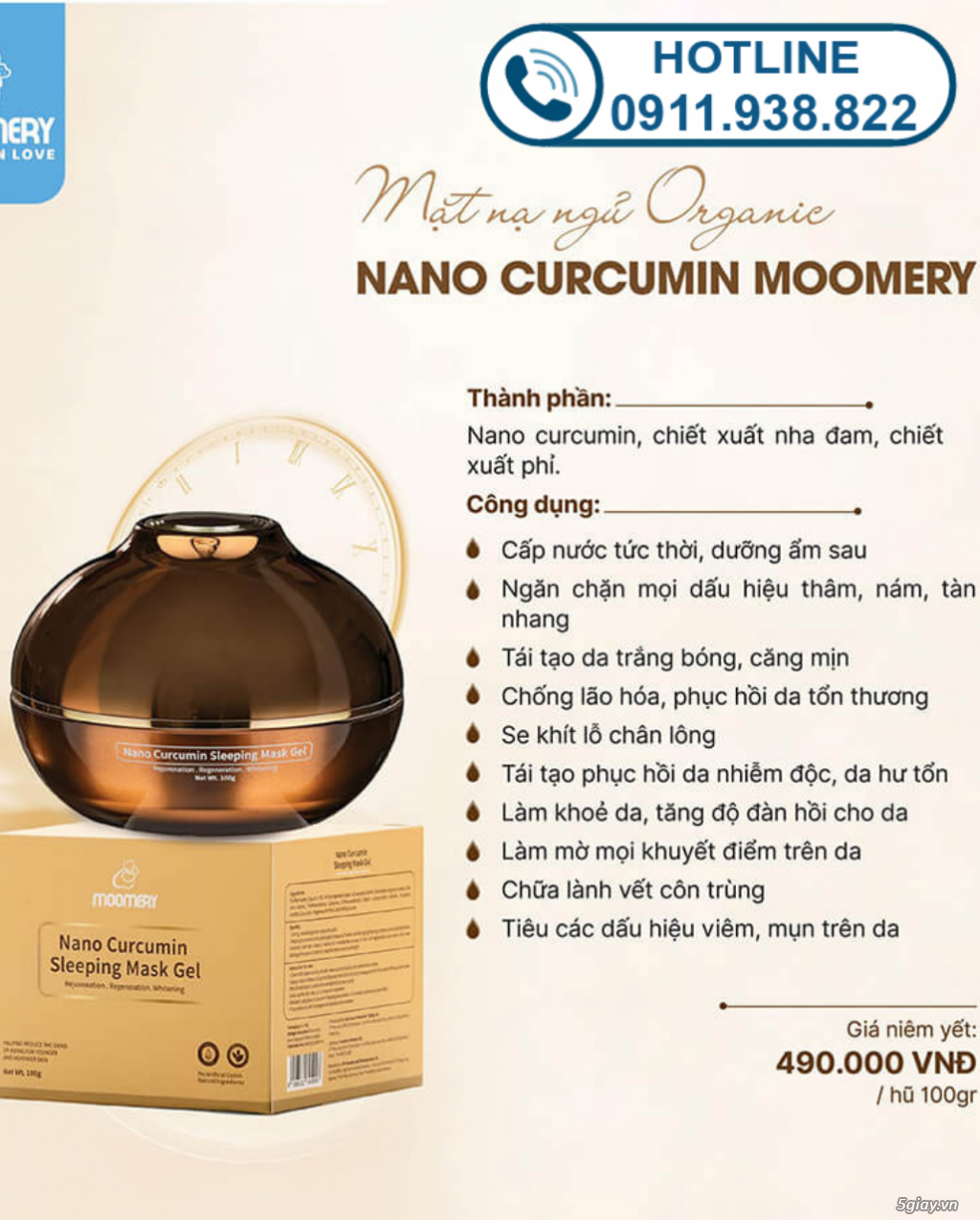 Gel mặt nạ ngủ nghệ Nano Curcumin Moomery - 1