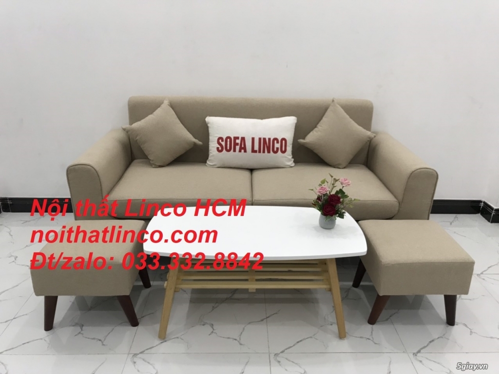 Bộ bàn ghế salong Sofa băng trắng kem giá rẻ đẹp Nội thất Linco Tphcm - 2