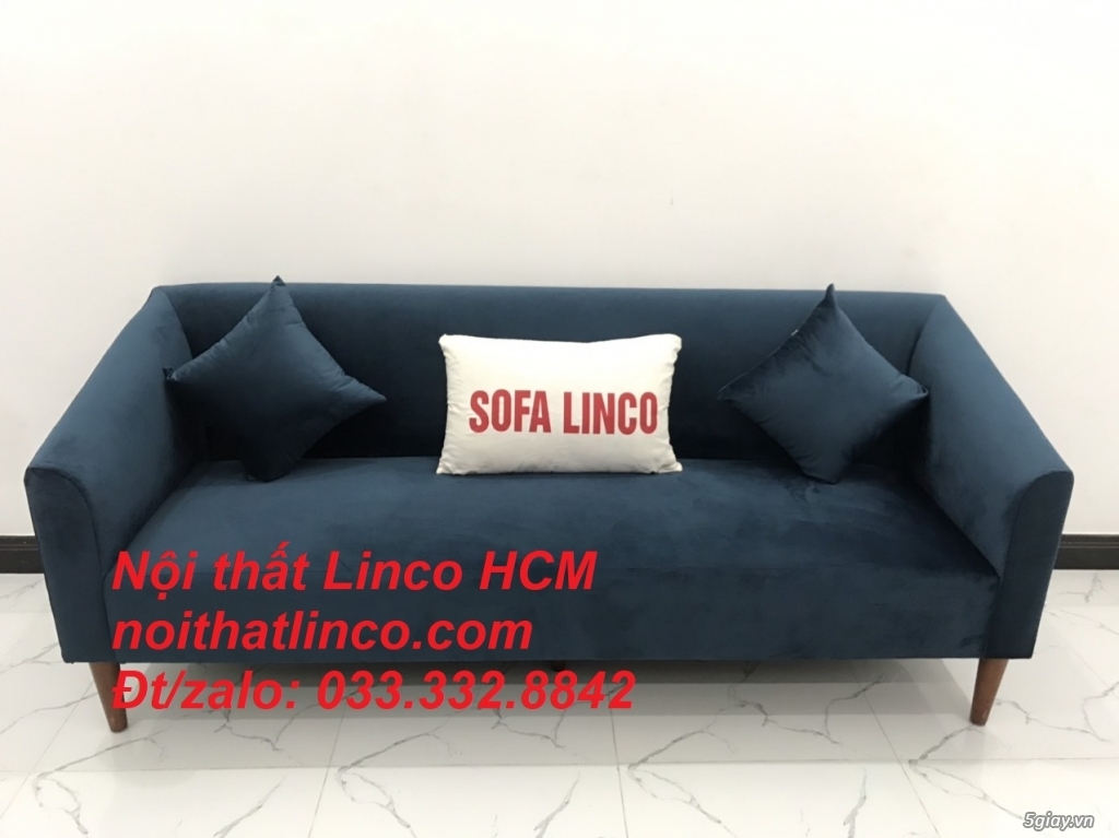 Bộ bàn ghế Sofa băng văng dài xanh dương đậm giá rẻ vải nhung Tphcm SG - 3