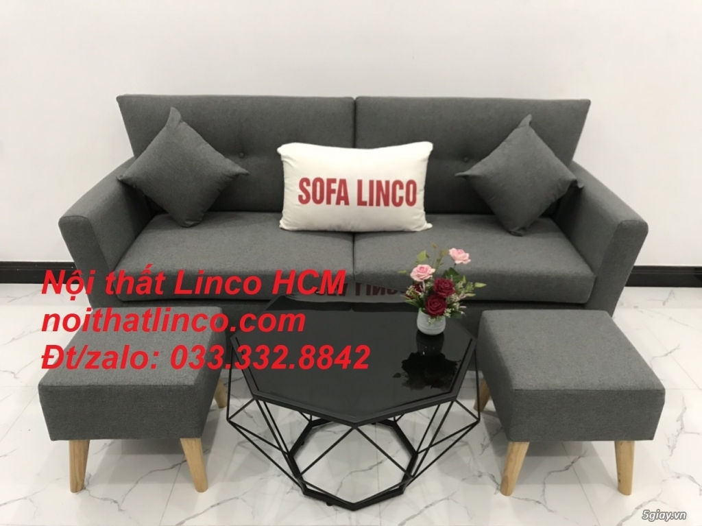 Bộ bàn ghế Sofa băng văng dài xám đậm đen lông chuột giá rẻ HCM Tphcm - 2