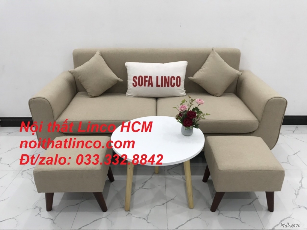 Bộ bàn ghế salong Sofa băng trắng kem giá rẻ đẹp Nội thất Linco Tphcm - 4