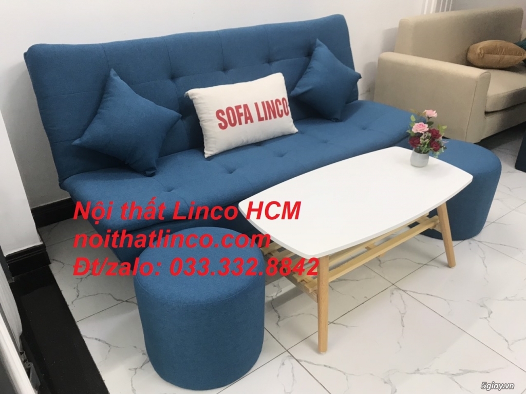 Bộ bàn ghế Sofa bed sofa giường (băng) xanh dương da trời rẻ đẹp Tphcm - 1