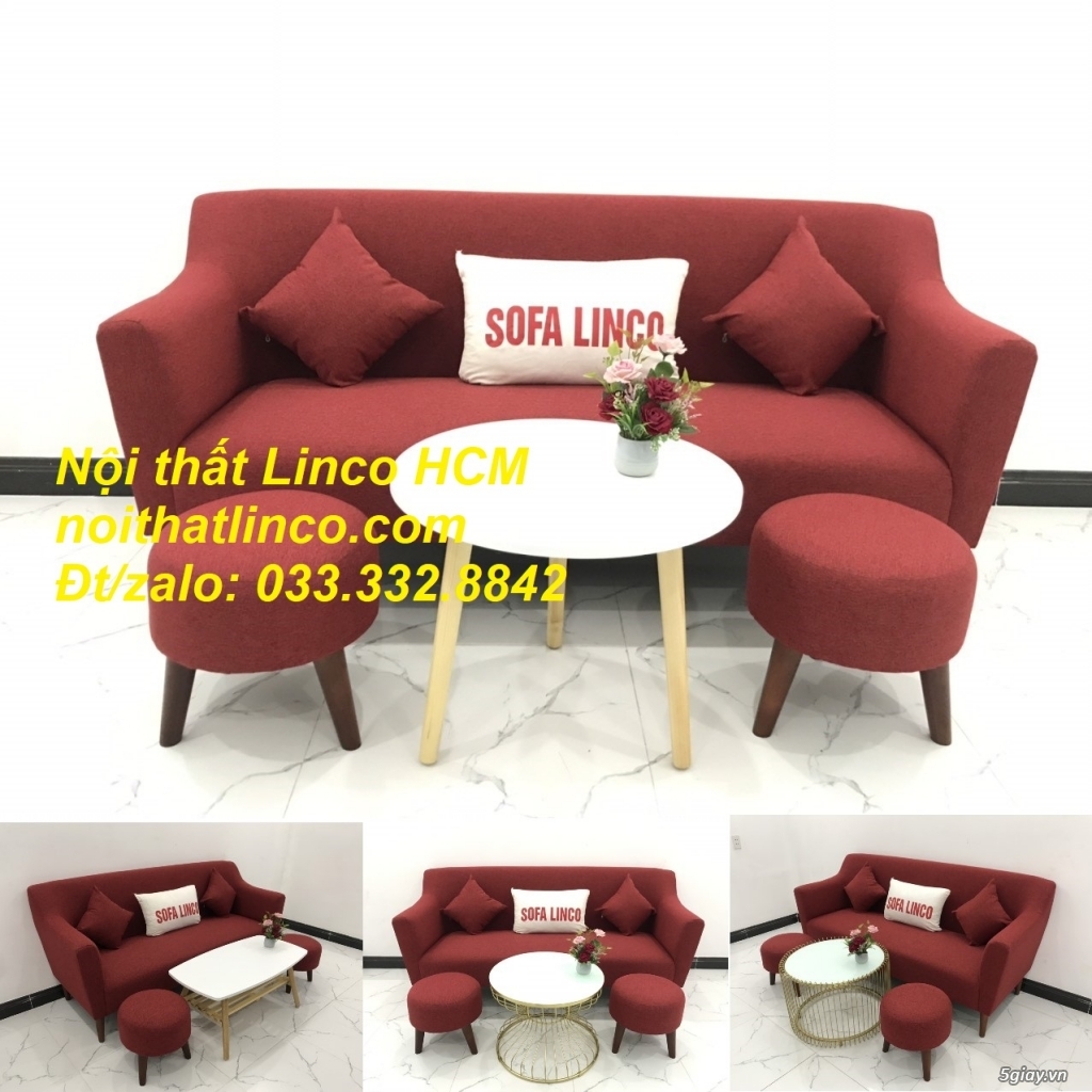 Bộ bàn ghế Sofa băng SFBg02 đỏ giá rẻ phòng khách Nội thất Linco Tphcm