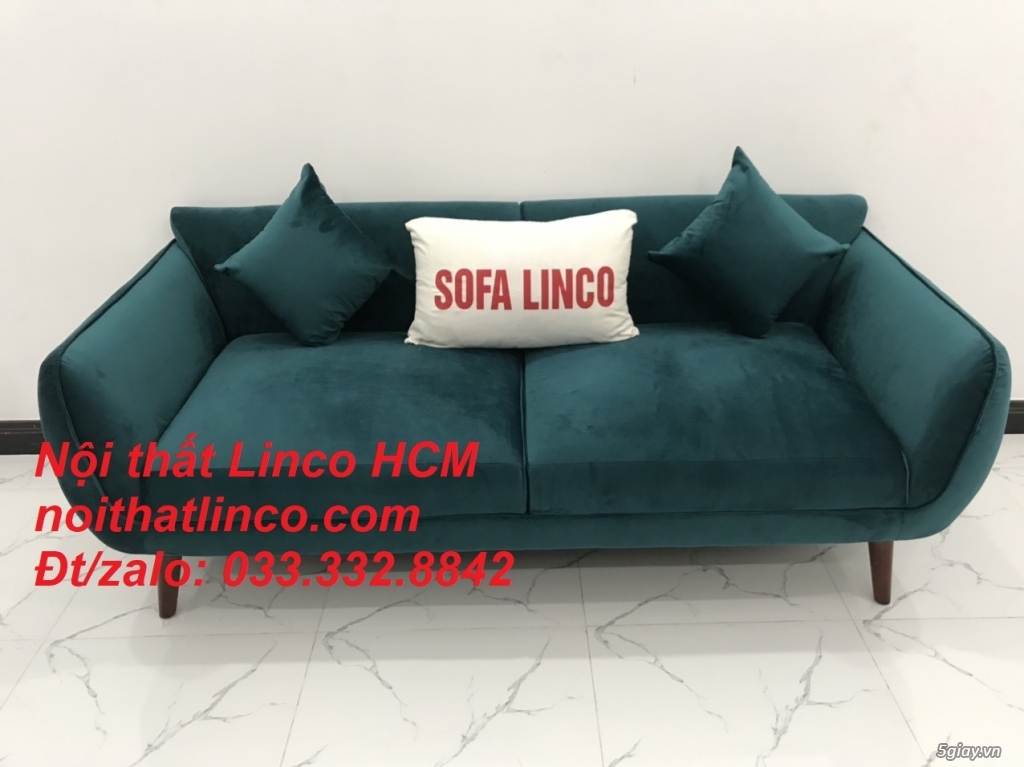 Bộ bàn ghế Sofa băng xanh cổ vịt lá cây vải nhung giá rẻ đẹp HCM Tphcm - 1