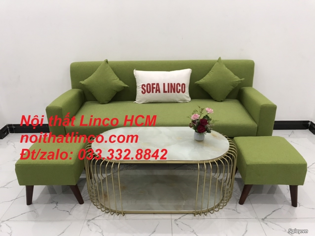Bộ bàn ghế sopha sofa băng văng xanh lá giá rẻ vải đẹp nhỏ Hồ Chí Minh - 4