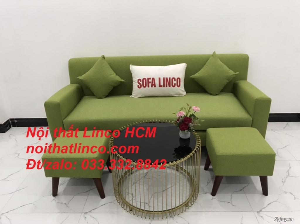 Bộ bàn ghế sopha sofa băng văng xanh lá giá rẻ vải đẹp nhỏ Hồ Chí Minh - 3