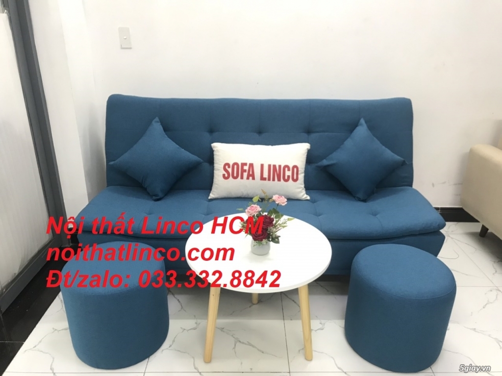 Bộ bàn ghế Sofa bed sofa giường (băng) xanh dương da trời rẻ đẹp Tphcm - 2