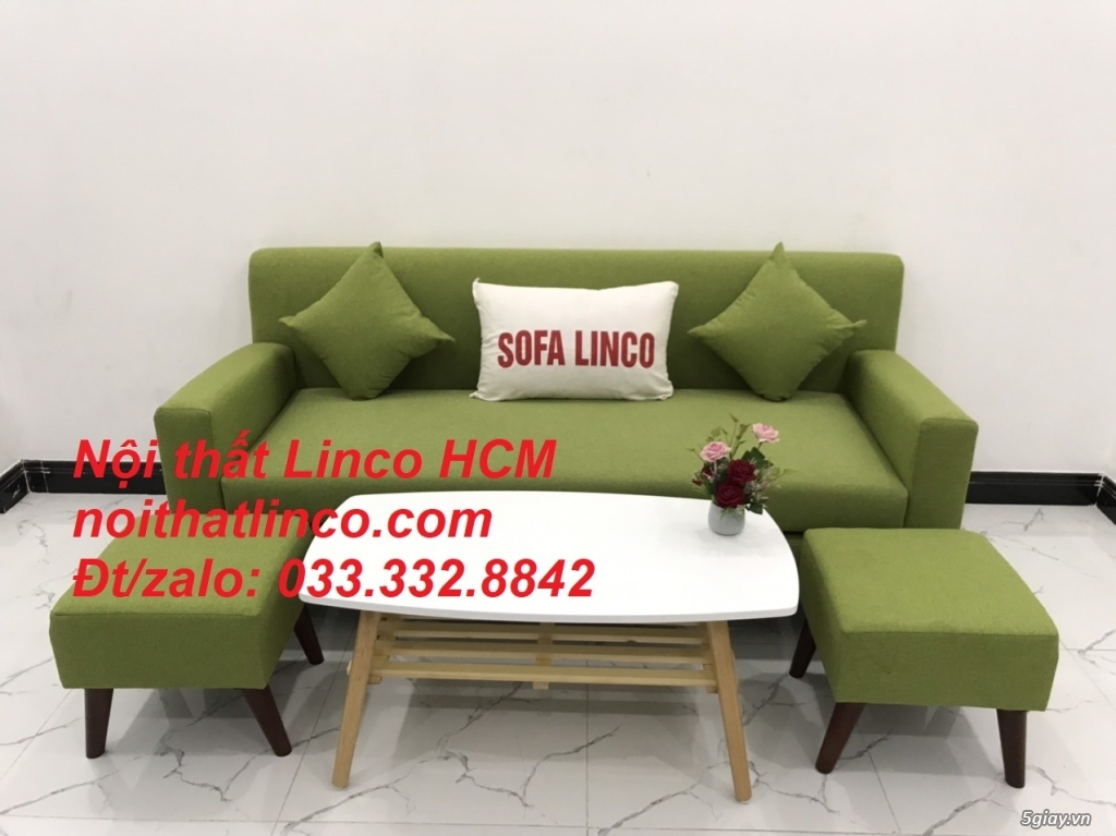 Bộ bàn ghế sopha sofa băng văng xanh lá giá rẻ vải đẹp nhỏ Hồ Chí Minh - 2