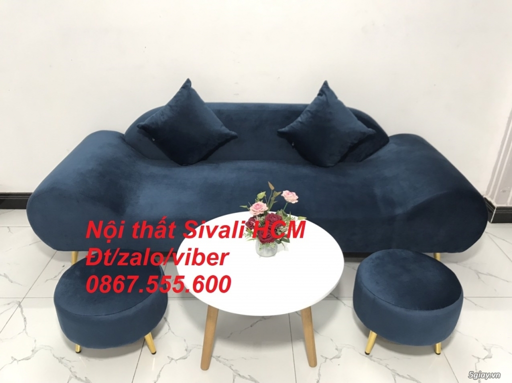 Bộ ghế sopha sofa văng băng thuyền màu xanh dương đậm đen giá rẻ Tphcm - 2