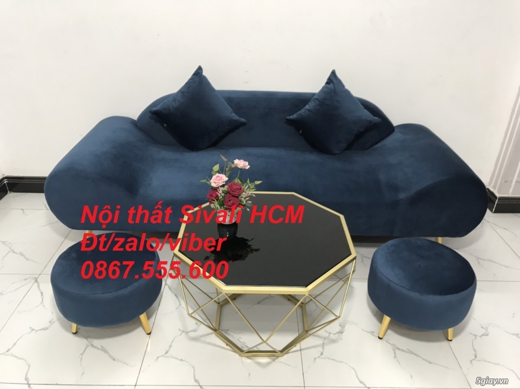 Bộ ghế sopha sofa văng băng thuyền màu xanh dương đậm đen giá rẻ Tphcm - 4