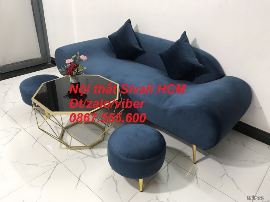 Bộ ghế sopha sofa văng băng thuyền màu xanh dương đậm đen giá rẻ Tphcm - 5