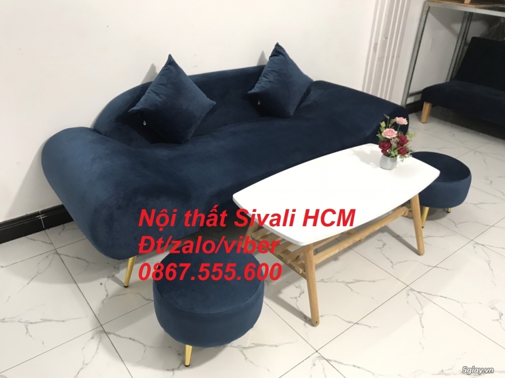 Bộ ghế sopha sofa văng băng thuyền màu xanh dương đậm đen giá rẻ Tphcm - 3