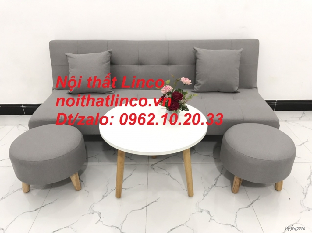 Bộ bàn ghế sofa bed xám trắng ghi tro mini giá rẻ Nội thất Linco HCM - 5