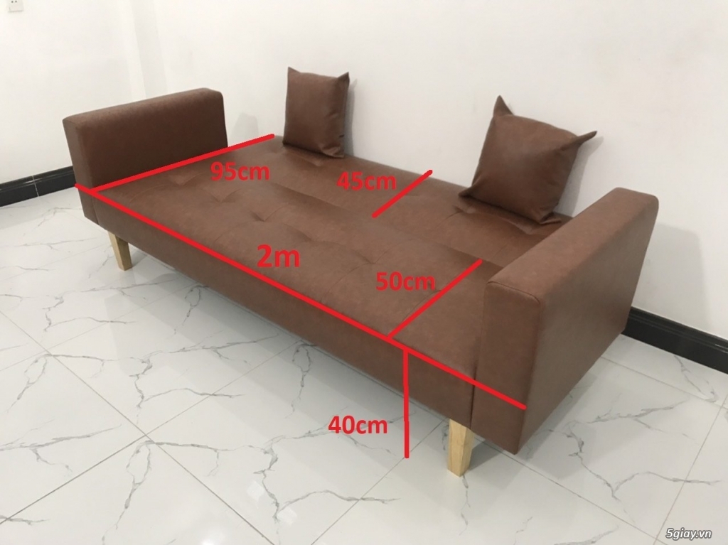 Bộ bàn ghế sofa giường nằm băng đa năng simili nâu Nội thất Linco SG - 13
