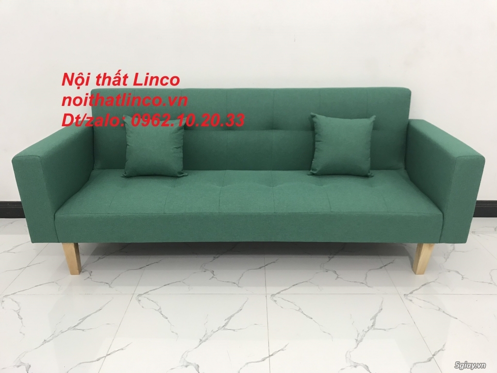 Bộ ghế sofa băng đa năng bật nằm xanh ngọc lá cây ở Nội thất Linco SG - 10