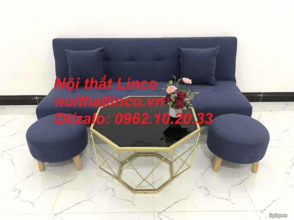 Bộ ghế sofa giường nằm nhỏ gọn xanh dương đậm giá rẻ Linco Sài Gòn - 3