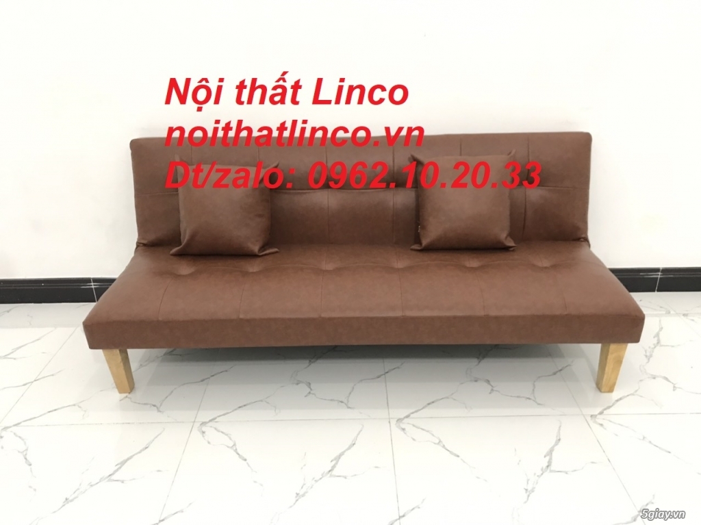 Bộ ghế sofa giường mini simili nâu cafe giá rẻ Nội thất Linco Tphcm - 10