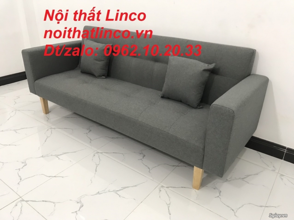 Bộ bàn ghế sofa băng đa năng xám lông chuột giá rẻ Nội thất Linco HCM - 11