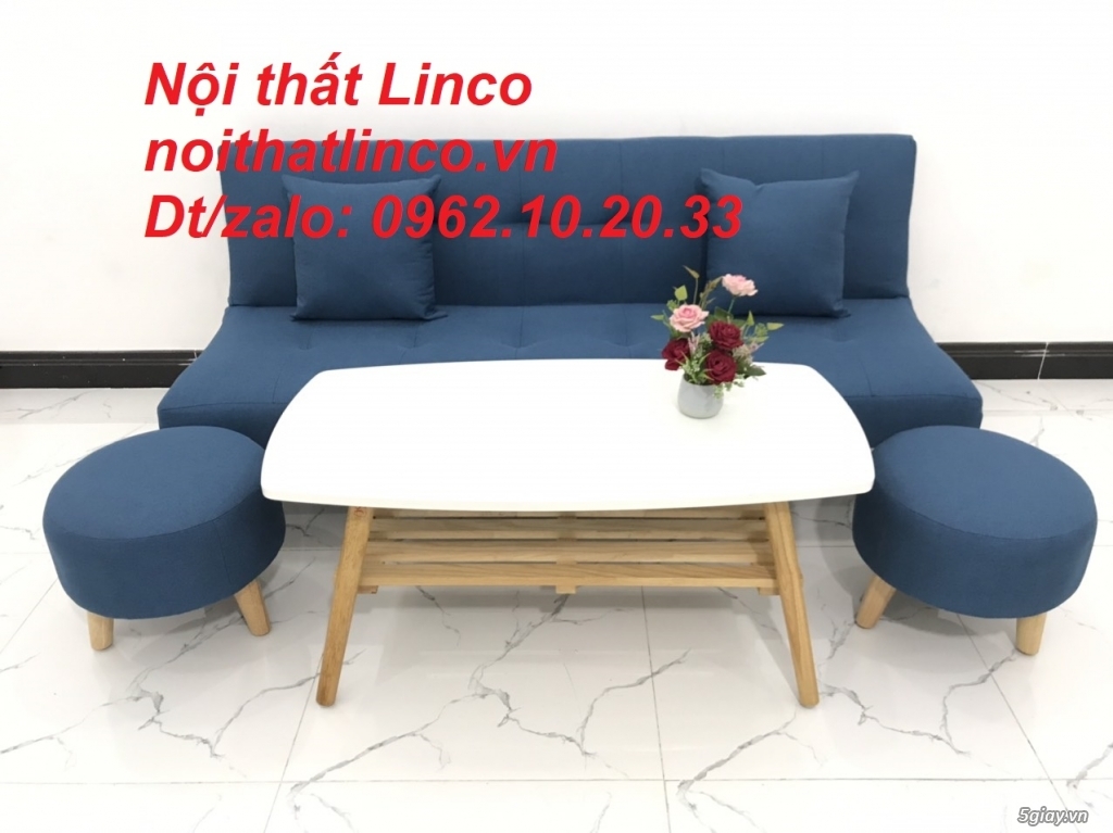 Bộ ghế sofa bed giường nằm xanh dương giá rẻ nhỏ gọn Sài Gòn Tphcm - 3
