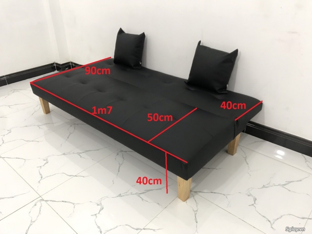 Bộ bàn ghế sofa bed mini 1m7 simili đen giá rẻ Nội thất Linco HCM SG - 13