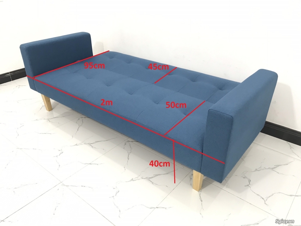 Bộ ghế sofa giường bed (băng) màu xanh dương da trời rẻ đẹp Linco SG - 13