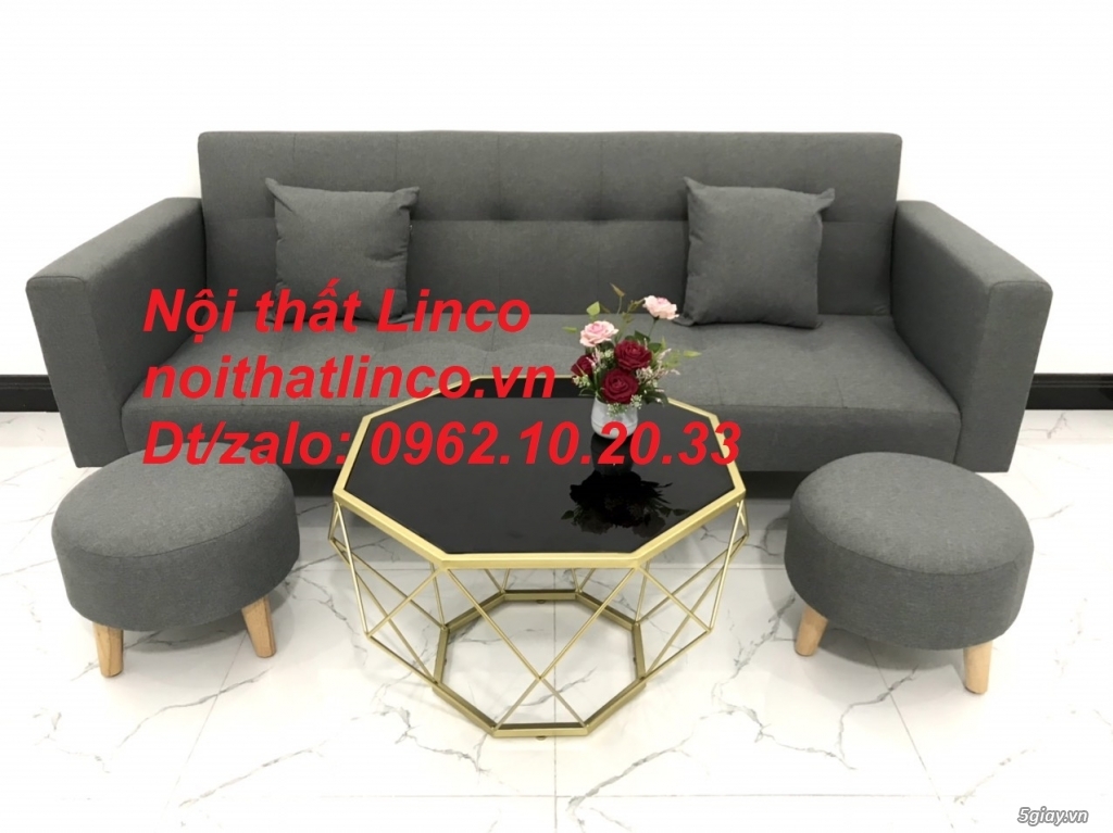 Bộ bàn ghế sofa băng đa năng xám lông chuột giá rẻ Nội thất Linco HCM - 7