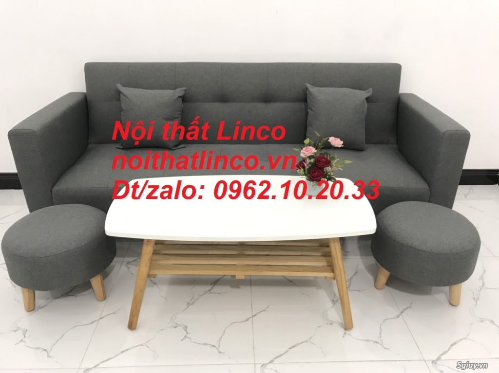 Bộ bàn ghế sofa băng đa năng xám lông chuột giá rẻ Nội thất Linco HCM - 4