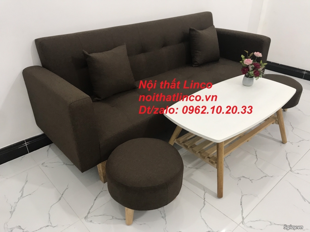 Bộ ghế sofa băng đa năng nâu cafe đậm rẻ Nội thất Linco Sài Gòn tphcm - 8