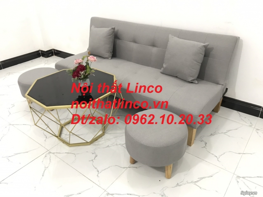 Bộ bàn ghế sofa bed xám trắng ghi tro mini giá rẻ Nội thất Linco HCM - 2