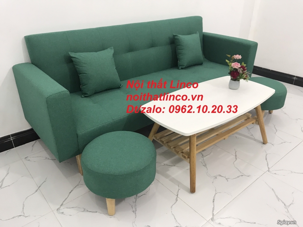 Bộ ghế sofa băng đa năng bật nằm xanh ngọc lá cây ở Nội thất Linco SG - 2