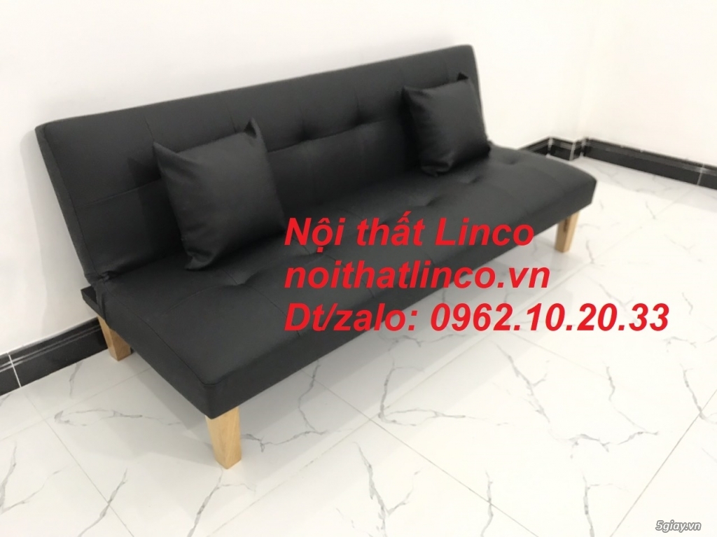 Bộ bàn ghế sofa bed mini 1m7 simili đen giá rẻ Nội thất Linco HCM SG - 11