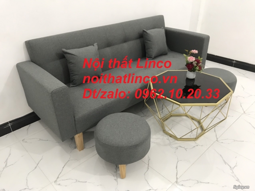 Bộ bàn ghế sofa băng đa năng xám lông chuột giá rẻ Nội thất Linco HCM - 9