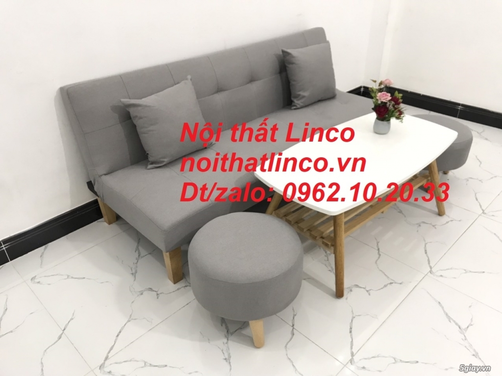 Bộ bàn ghế sofa bed xám trắng ghi tro mini giá rẻ Nội thất Linco HCM - 9