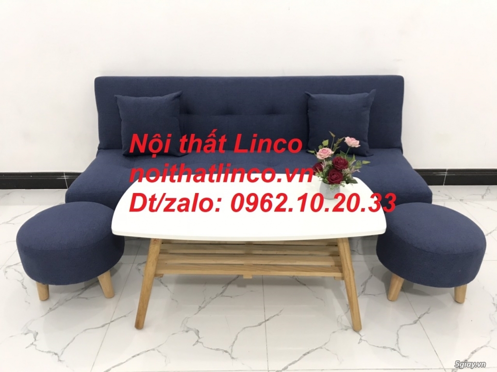Bộ ghế sofa giường nằm nhỏ gọn xanh dương đậm giá rẻ Linco Sài Gòn - 2