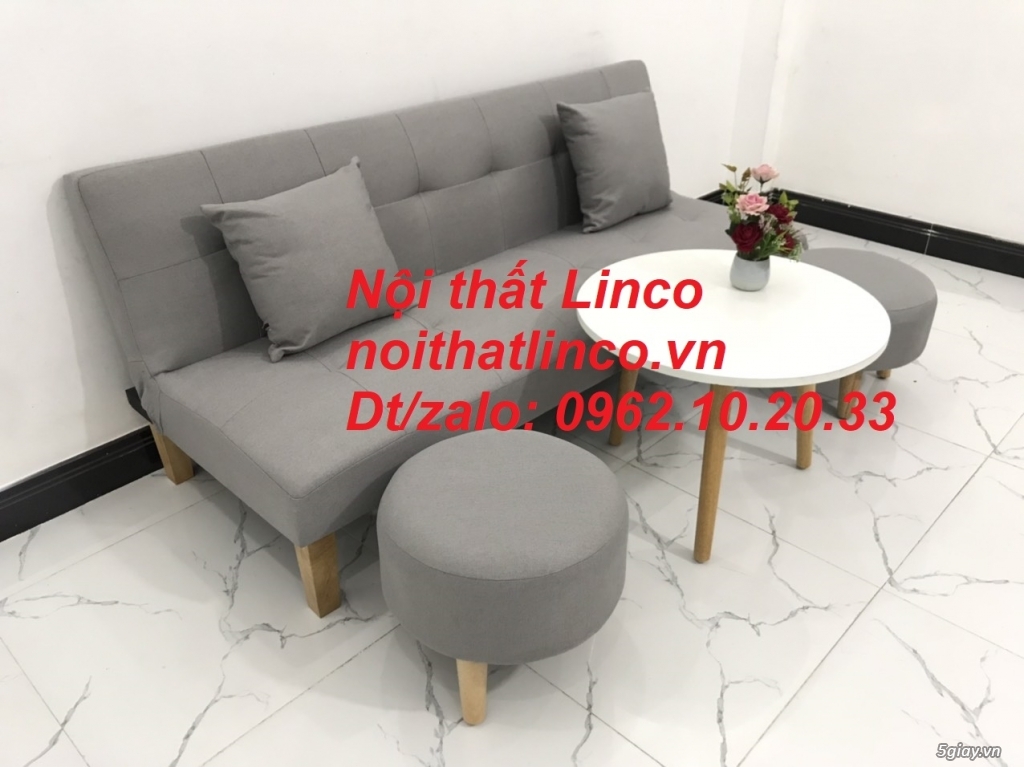 Bộ bàn ghế sofa bed xám trắng ghi tro mini giá rẻ Nội thất Linco HCM - 6