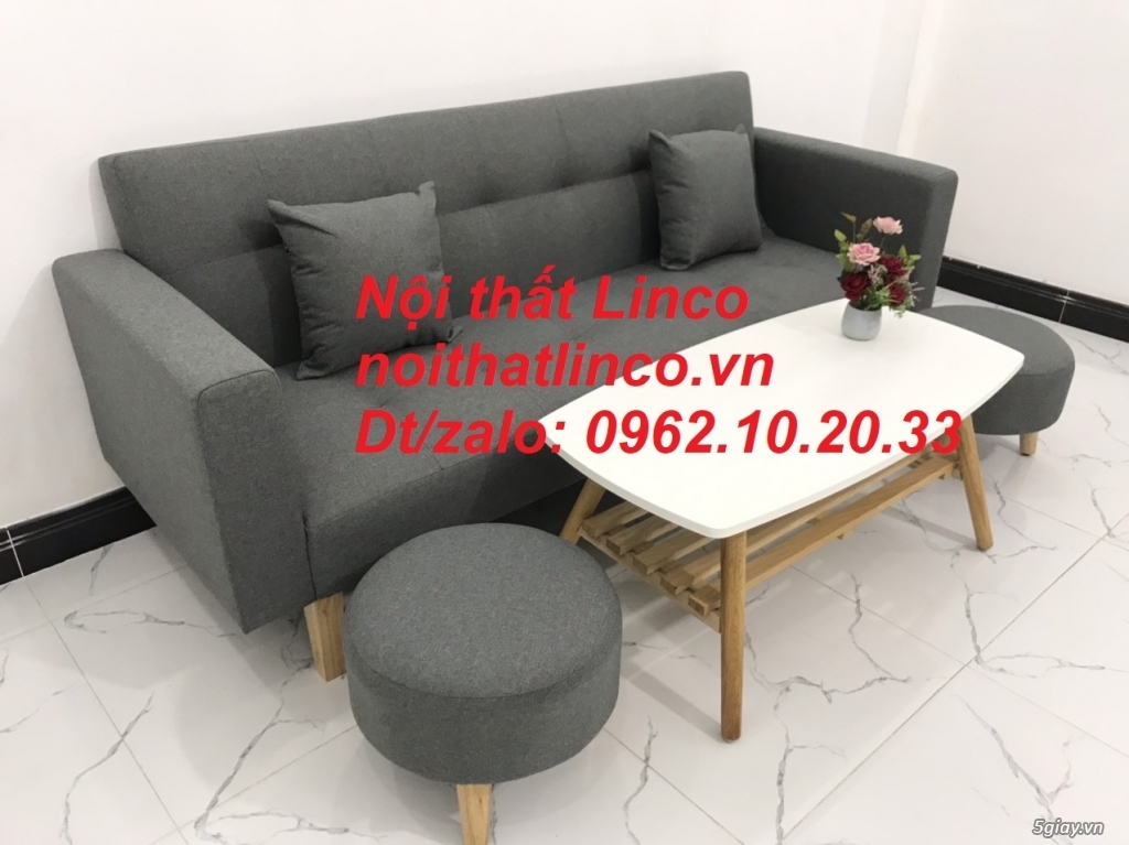 Bộ bàn ghế sofa băng đa năng xám lông chuột giá rẻ Nội thất Linco HCM - 6