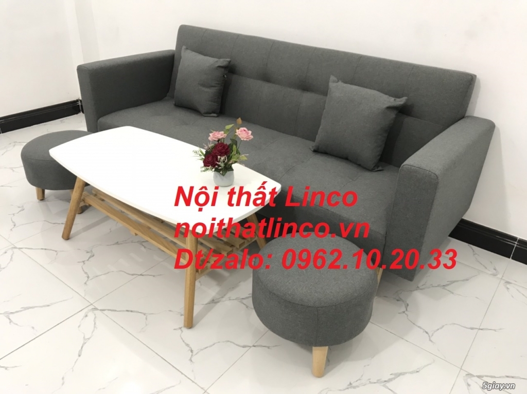 Bộ bàn ghế sofa băng đa năng xám lông chuột giá rẻ Nội thất Linco HCM - 5