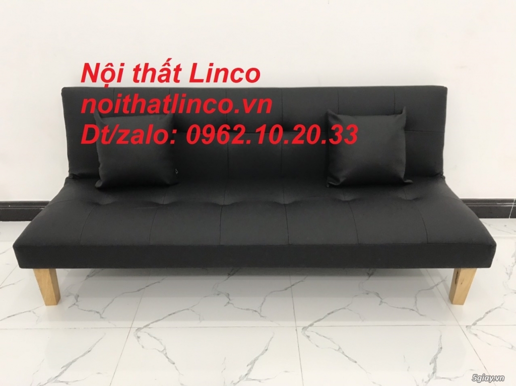 Bộ bàn ghế sofa bed mini 1m7 simili đen giá rẻ Nội thất Linco HCM SG - 10