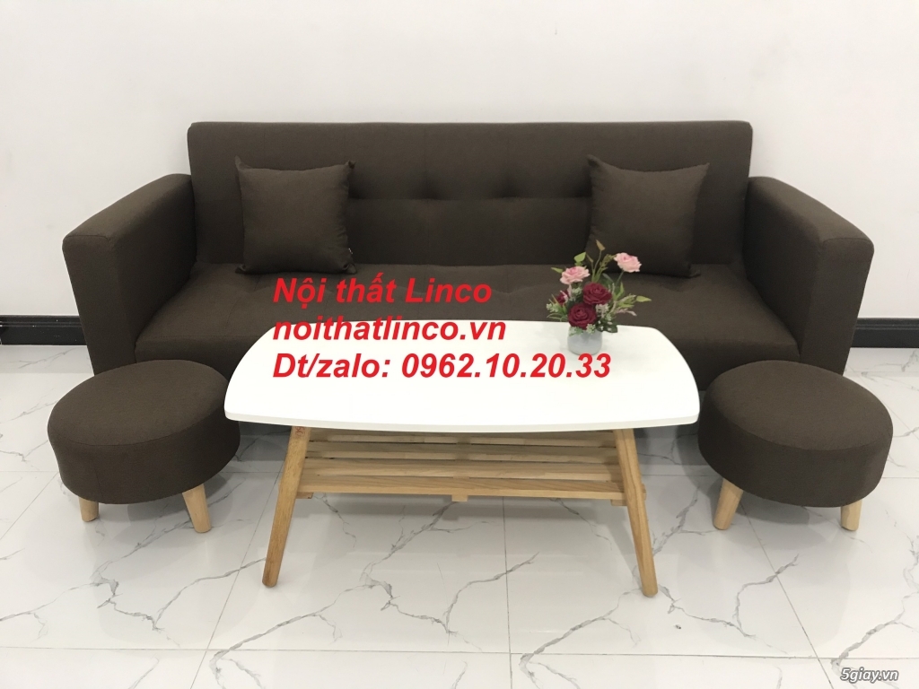 Bộ ghế sofa băng đa năng nâu cafe đậm rẻ Nội thất Linco Sài Gòn tphcm - 9