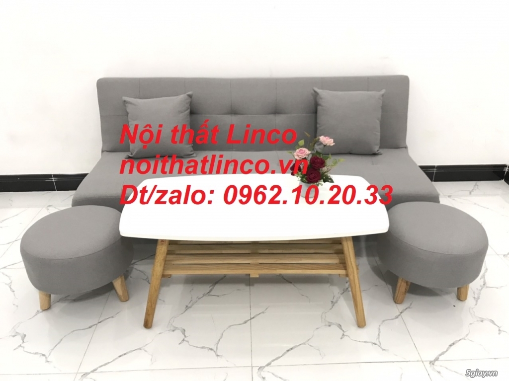 Bộ bàn ghế sofa bed xám trắng ghi tro mini giá rẻ Nội thất Linco HCM - 7