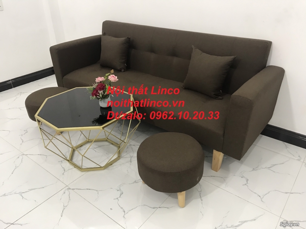 Bộ ghế sofa băng đa năng nâu cafe đậm rẻ Nội thất Linco Sài Gòn tphcm - 5