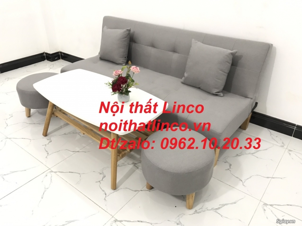 Bộ bàn ghế sofa bed xám trắng ghi tro mini giá rẻ Nội thất Linco HCM - 8
