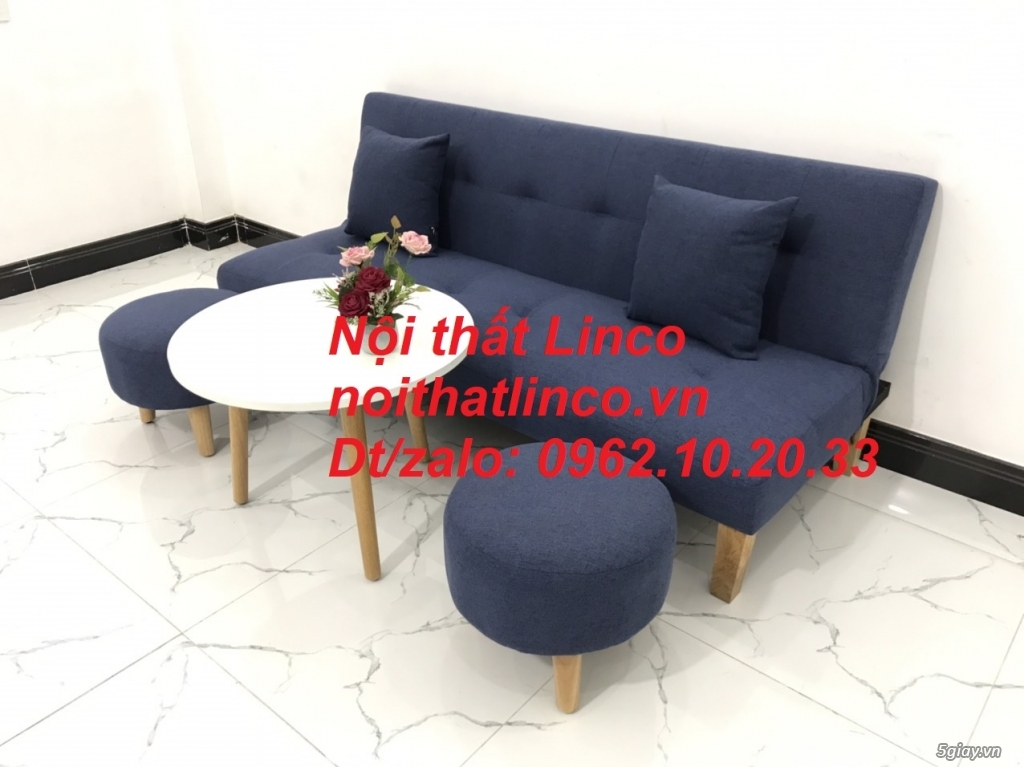 Bộ ghế sofa giường nằm nhỏ gọn xanh dương đậm giá rẻ Linco Sài Gòn - 1
