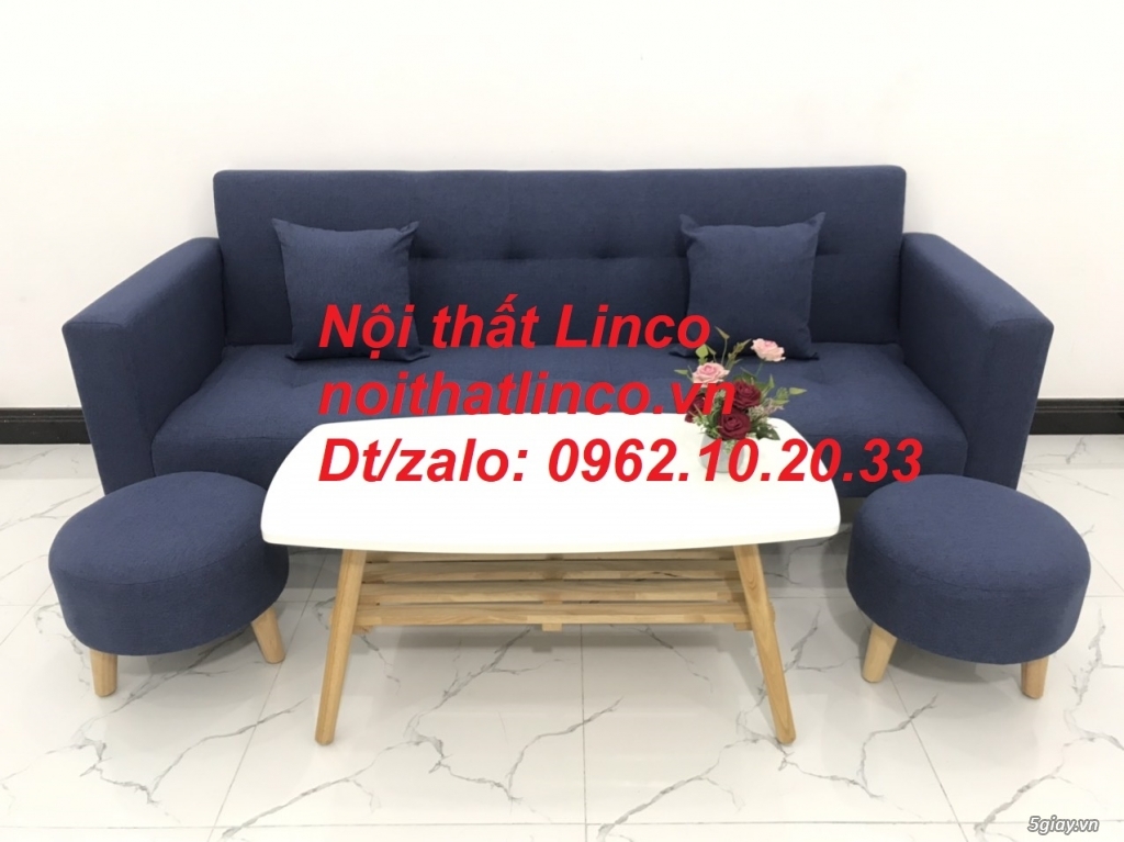 Bộ ghế sofa băng giường nằm thông minh xanh dương đen giá rẻ Linco SG - 7