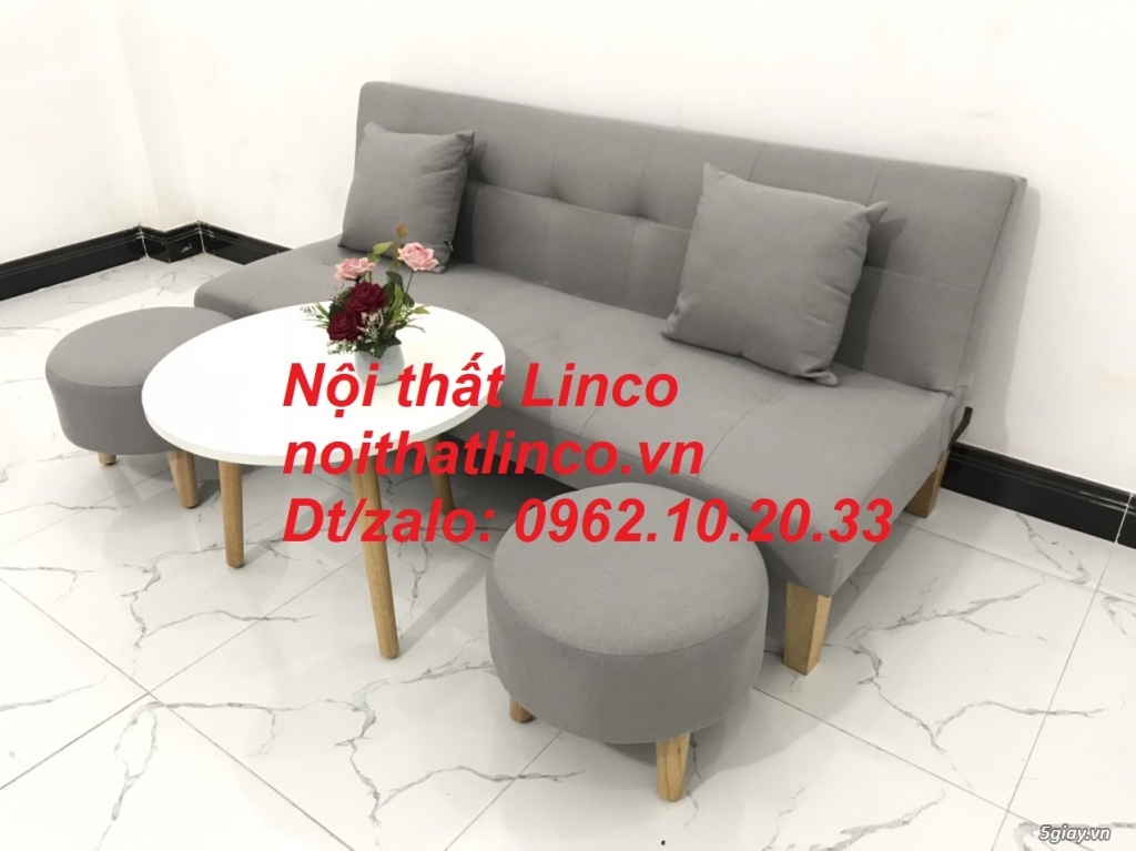 Bộ bàn ghế sofa bed xám trắng ghi tro mini giá rẻ Nội thất Linco HCM - 4