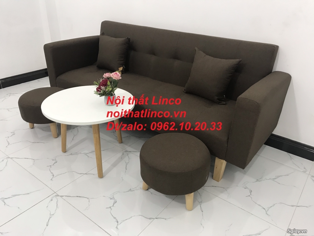 Bộ ghế sofa băng đa năng nâu cafe đậm rẻ Nội thất Linco Sài Gòn tphcm - 1